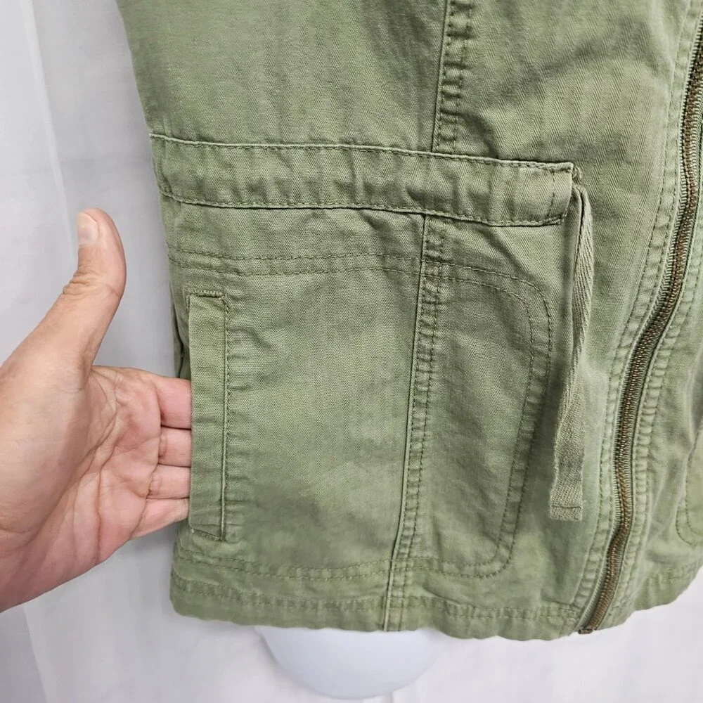 Merona Vest Olive Green Utility Gorpcore Zip Hiking Military Punk S - Picture 6 of 12